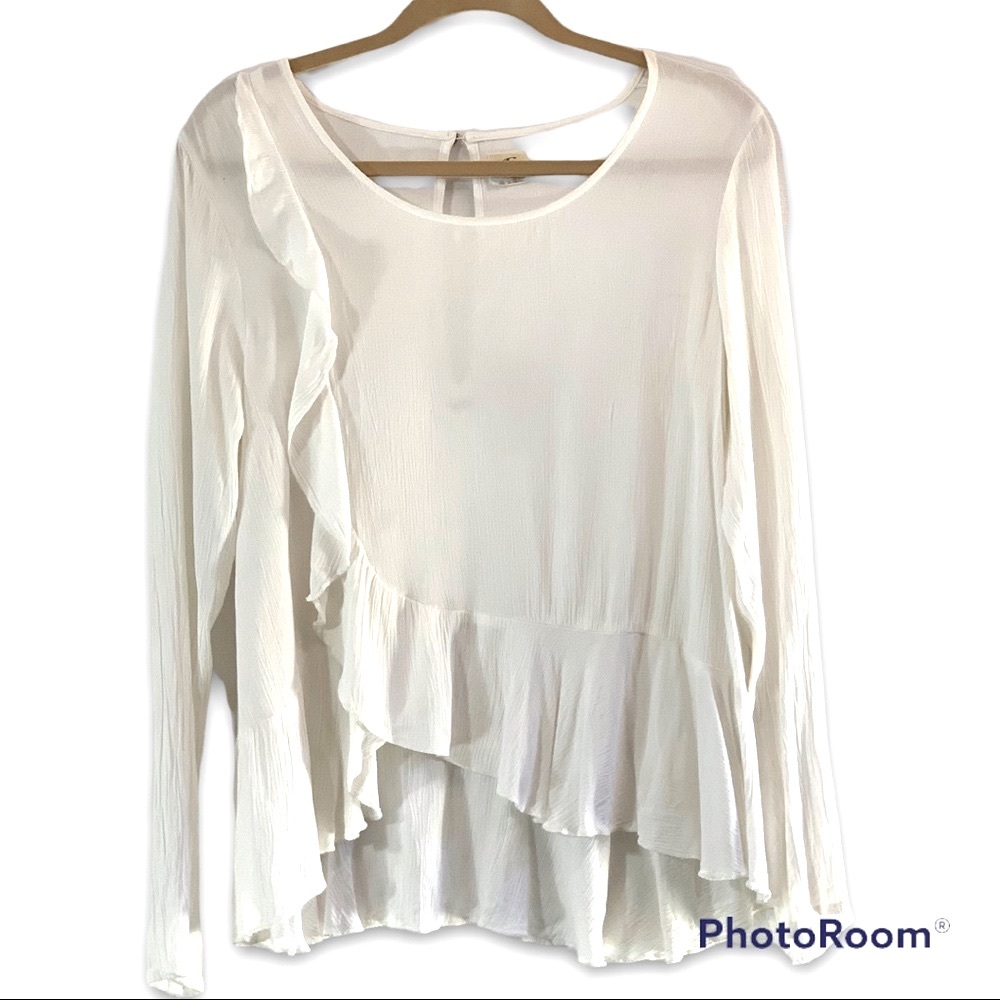 ONEIL WHITE RUFFLE GUAZE CROP TOP